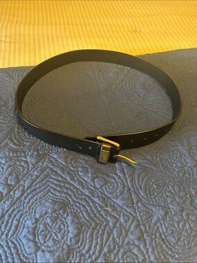 Polo by Ralph Lauren Black Leather Belt with Gold Buckle